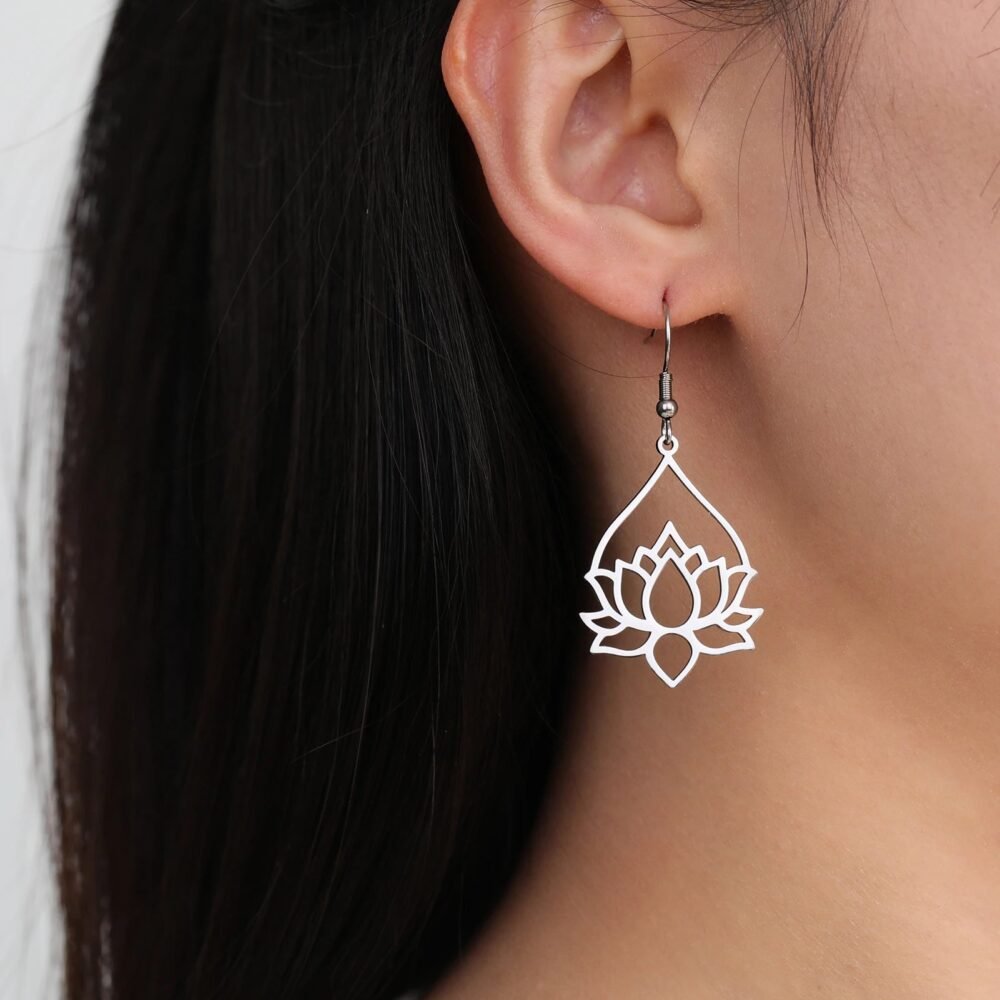 boucle d'oreille fleurs de lotus - Image 2