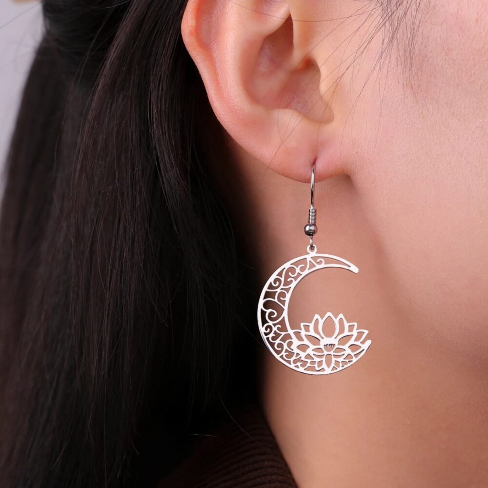 boucle d'oreille lotus bouddhiste - Image 2
